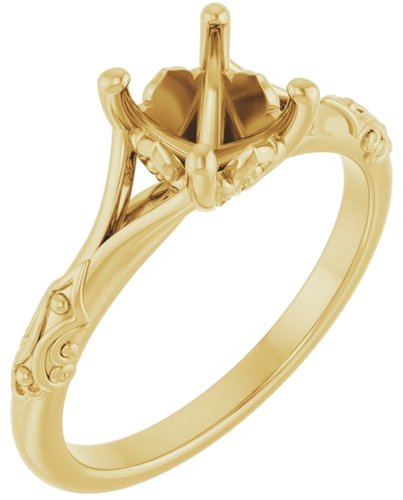 Sužadėtuvių Žiedas „Solitaire Split Shank“ 585 Geltonojo Aukso Round 6.5mm (1)