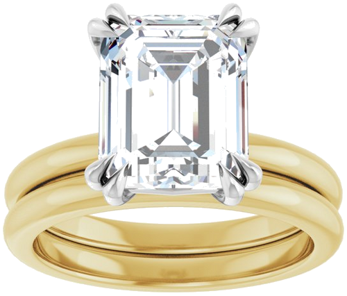 Sužadėtuvių Žiedas „Double Claw-Prong“ 14k yellow/white gold Emerald 10mm x 8mm (8)