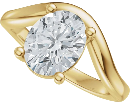 Sužadėtuvių Žiedas „Solitaire Asymmetric“ 14k yellow gold Oval 9mm x 7mm (5)