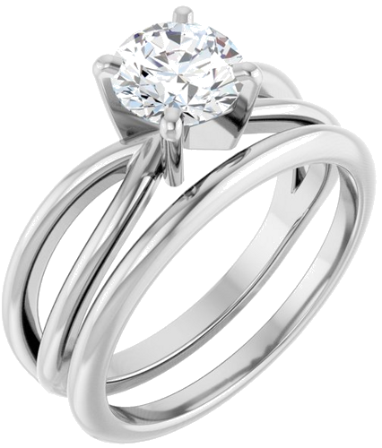 Sužadėtuvių Žiedas „Split Shank“ 585 Baltojo Aukso Round 6.5mm (6)