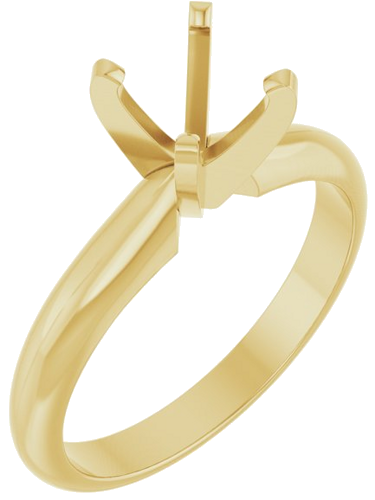 14K Yellow 6.0-6.6 mm Round 4-Prong Heavy Solitaire Ring Mounting (1)
