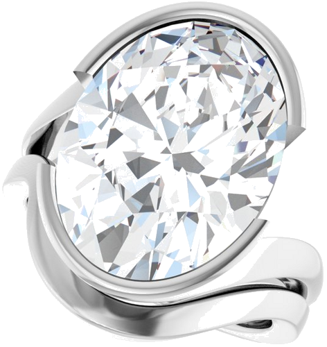 Sužadėtuvių Žiedas „Half-Bezel Solitaire“ 925 Sidabro Oval 16mm x 12mm (10)