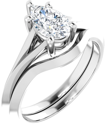 Sterling Silver 8x5 mm Pear Solitaire Engagement Ring Mounting (6)