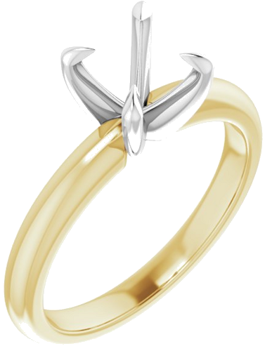 14K Yellow White 7 mm Round Solitaire Engagement Ring Mounting (1)