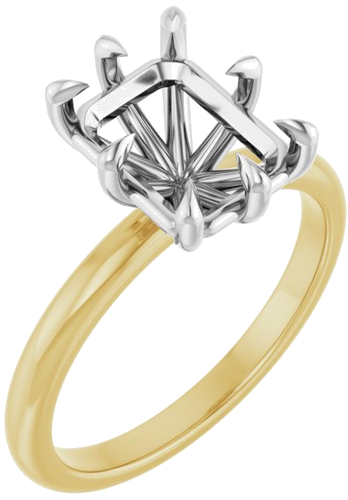 Sužadėtuvių Žiedas „Claw-Prong“ 14k yellow/white gold Emerald 9mm x 7mm (1)