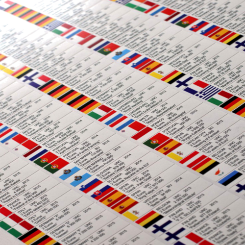 Флажки-наклейки для монет 2 евро в холдерах 2004 - 2024 (9)