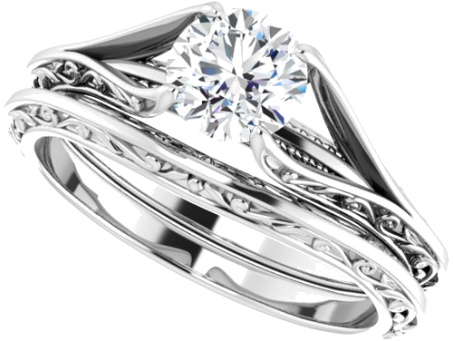 14K White 5.8 mm Round Engagement Ring Mounting (10)