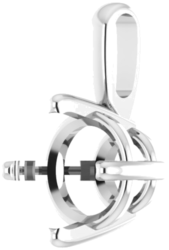 14K White 7 mm Round 4-Prong Pendant Mounting (2)