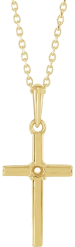 14K Yellow 2 mm Round Cross 16-18  Necklace Mounting (1)