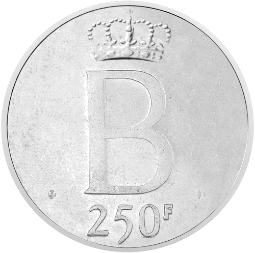 250 Франков Бауден I (1951-1993) Белгия сребърна монета (1)