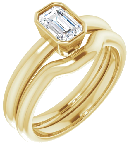 Sužadėtuvių Žiedas „Bezel-Set Solitaire“ 14k yellow gold Emerald 6mm x 4mm (6)