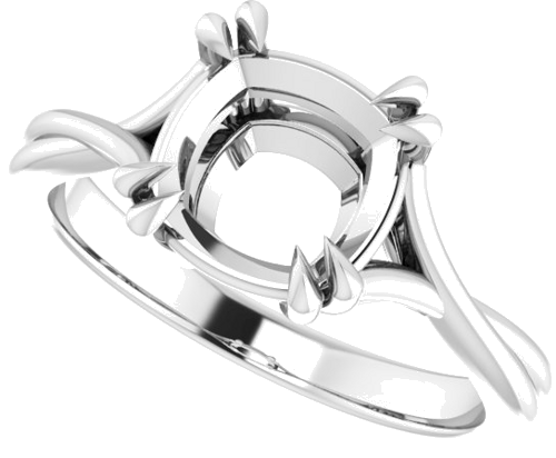 14K White 8 mm Cushion Solitaire Engagement Ring Mounting (5)