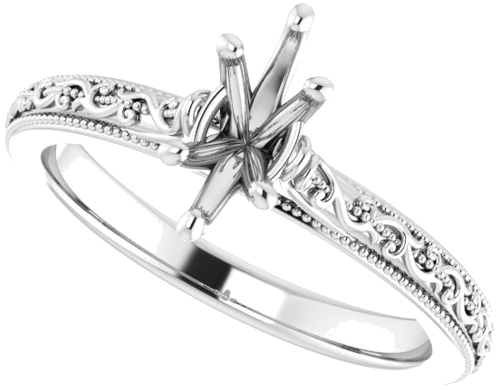14K White  8x4 mm Marquise Solitaire Engagement Ring Mounting (5)