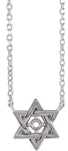 14K White 2 mm Round  Star of David 18  Necklace Mounting (1)