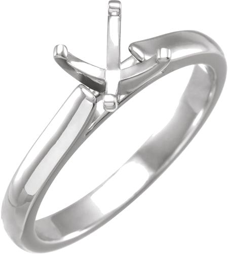 14K White 6.5 mm Round Solitaire Engagement Ring Mounting (1)
