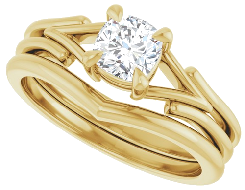 14K Yellow 5 mm Cushion Solitaire Engagement Ring Mounting (10)