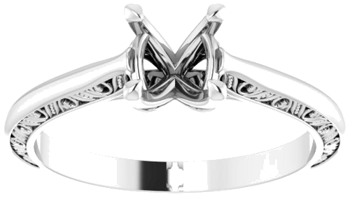 14K White 5.8 mm Round Sculptural Engagement Ring Mounting (3)