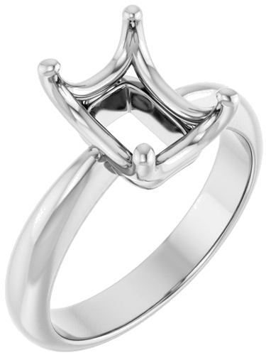 Sužadėtuvių Žiedas „Solitaire Crown-Inspired“ 14k white gold Emerald 9mm x 7mm (1)