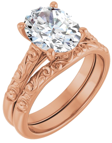 Sužadėtuvių Žiedas „Solitaire“ 14k rose gold Oval 10mm x 8mm (6)