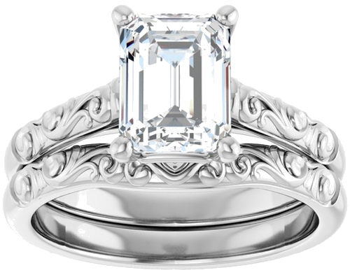 10K White 8x6 mm Emerald Solitaire Engagement Ring Mounting (8)