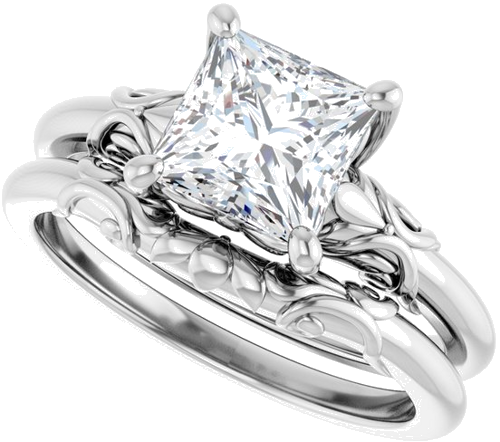 Sužadėtuvių Žiedas „Solitaire“ 14k white gold Square 6.5mm (10)