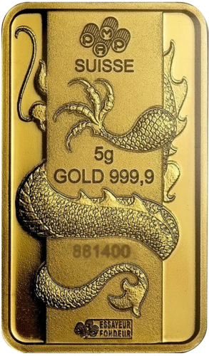 5 г Инвестиционный золотой слиток Год Дракона PAMP (4)