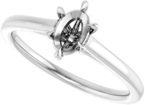 Sužadėtuvių Žiedas „Claw-Pong“ 14k white gold Oval 6.5mm x 4.5mm (5)