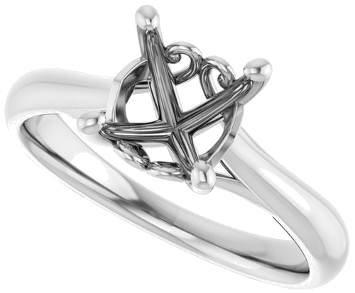 14K White  7 mm Cushion Solitaire Engagement Ring Mounting (5)