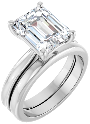 Sužadėtuvių Žiedas 14k white gold Emerald 10mm x 8mm (6)