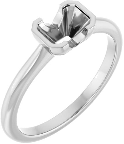 14K White 6x4 mm Emerald Solitaire Engagement Ring Mounting (1)