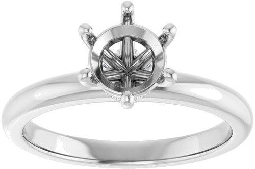 Sužadėtuvių Žiedas „Accented“ 14k white gold Round 6.5mm (3)