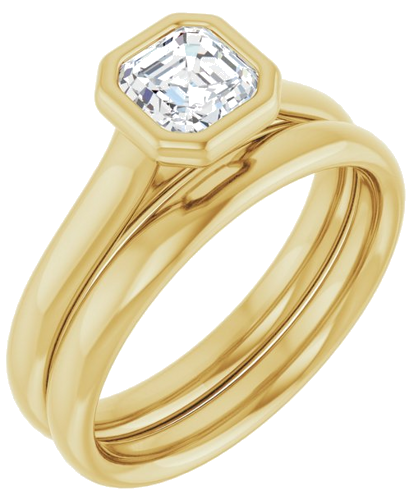 Sužadėtuvių Žiedas „Bezel-Set Solitaire“ 14k yellow gold Asscher 5mm (6)
