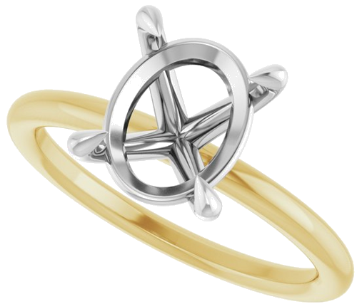 Sužadėtuvių Žiedas „Claw-Prong Solitaire“ 14k yellow/white gold Oval 10mm x 8mm (5)
