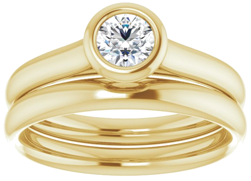 Sužadėtuvių Žiedas „Bezel-Set Solitaire“ 585 Geltonojo Aukso Round 4.4mm (8)