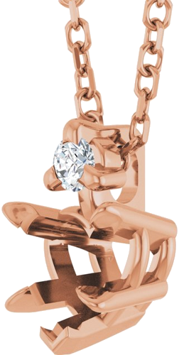 14K Rose 5x5 mm Heart .03 CT Natural Diamond Semi-Set 16-18  Necklace (2)