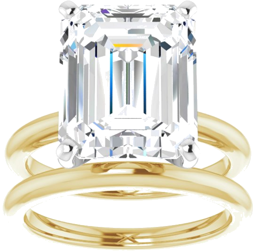 14K Yellow   White  12x10 mm Emerald Solitaire Engagement Ring Mounting (8)