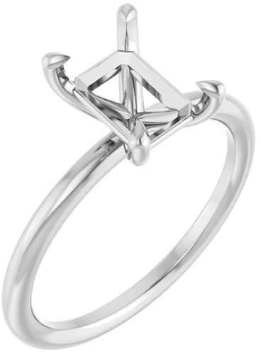 Sužadėtuvių Žiedas „Claw-Prong Solitaire“ 14k white gold Emerald 8mm x 6mm (1)