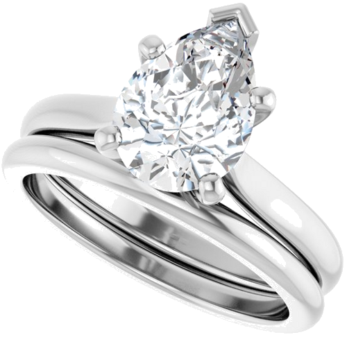 Sužadėtuvių Žiedas 14k white gold Pear 10mm x 7mm (10)