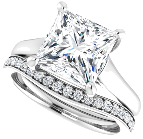 14K White 8 mm Square Solitaire Engagement Ring Mounting (10)