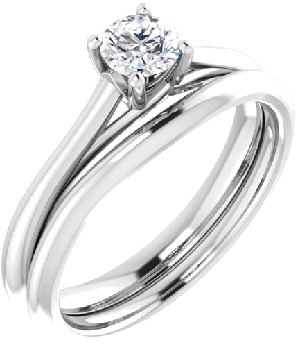 14K White 4.4 mm Round Solitaire Engagement Ring Mounting (6)