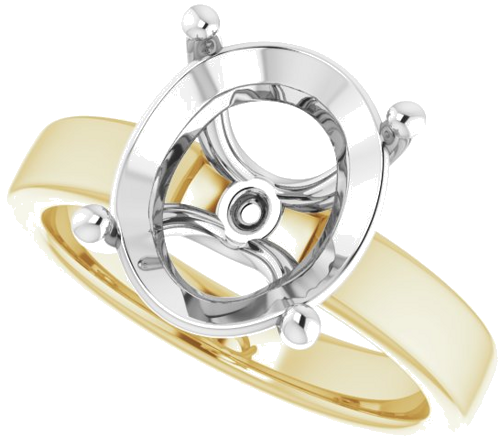 Sužadėtuvių Žiedas „Solitaire“ 14k yellow/white gold Oval 12mm x 10mm (5)