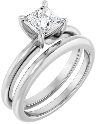 Sužadėtuvių Žiedas „Claw-Prong Solitaire“ 14k white gold Square 5mm (6)