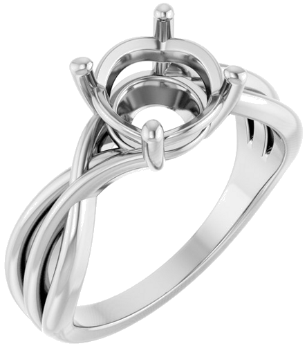 14K White 8 mm Round Solitaire Engagement Ring Mounting (1)