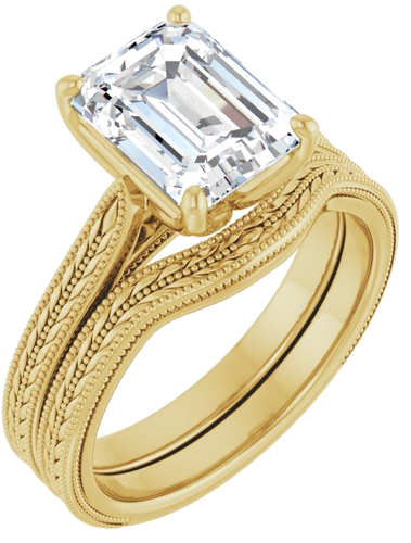 Sužadėtuvių Žiedas „Solitaire“ 14k yellow gold Emerald 9mm x 7mm (6)