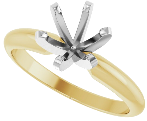 14K Yellow White 6-6.6 mm Round Heavy 6-Prong Engagement Ring Mounting (5)