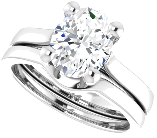 Sužadėtuvių Žiedas 14k white gold Oval 9mm x 7mm (10)