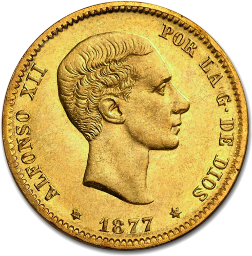 25 песет Альфонсо XII (1876-1881) Королевство Испания золотая монета (1)
