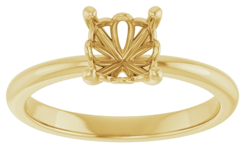 14K Yellow 6 mm Cushion Solitaire Engagement Ring Mounting (3)