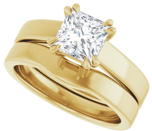 Sužadėtuvių Žiedas „Double Claw-Prong Solitaire“ 14k yellow gold Square 6mm (10)