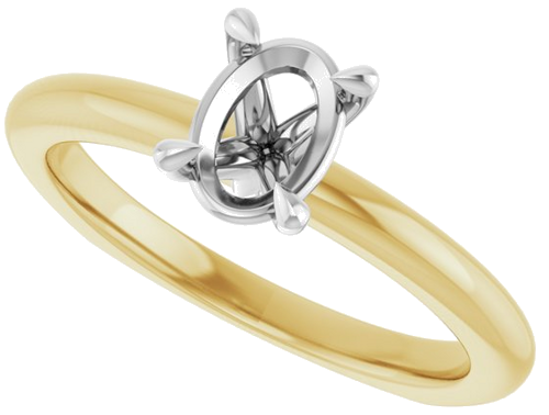Sužadėtuvių Žiedas „Claw-Prong Euro Shank“ 14k yellow/white gold Oval 7mm x 5mm (5)